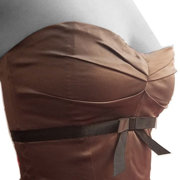 Classy Chestnut Satin Bustier ribbon Corset French - Picture 2 of 6